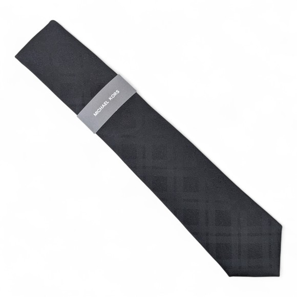 Michael Kors Men's Burke Tonal Check Tie Necktie Classic 3" Silk Blend Black $69 - Picture 1 of 5
